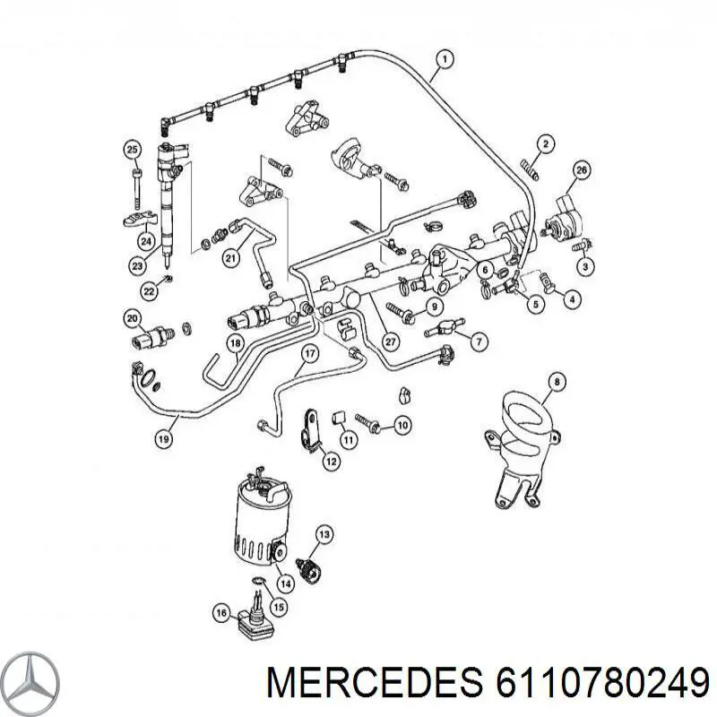 Do koszyka 6110780249 Mercedes Zawór zwrotny filtra paliwa