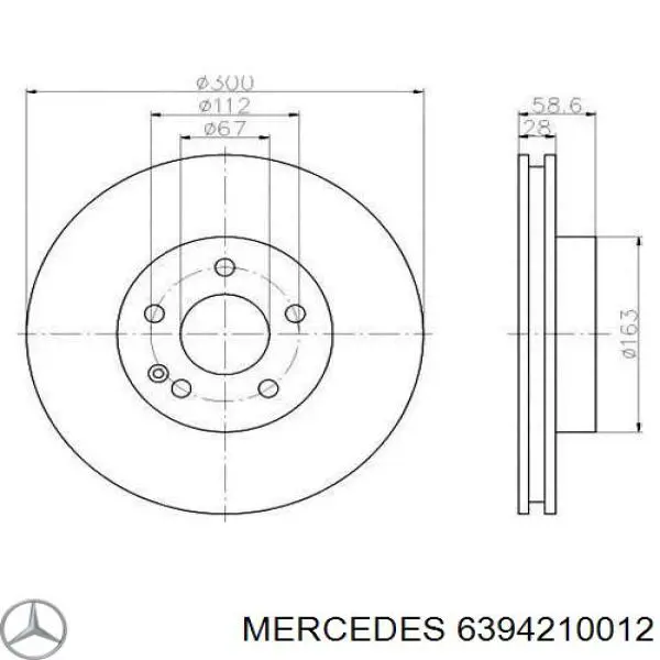 Tarcza hamulcowa przednia Mercedes 6394210012 cena, od 54,23 USD