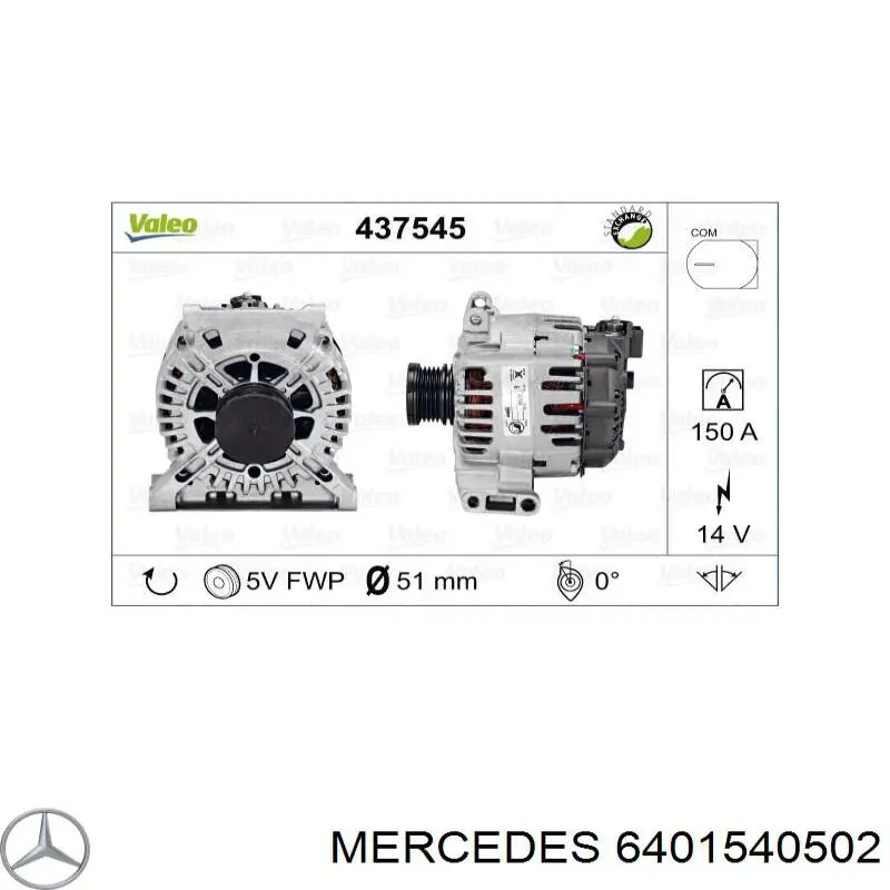 Alternator 6401540502 Mercedes