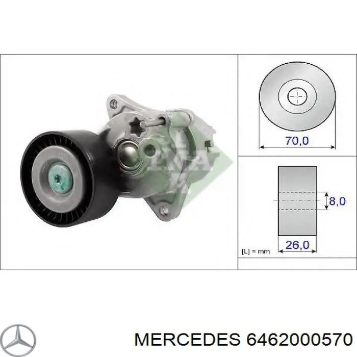 Napinacz paska napędowego Mercedes 6462000570 cena, od 54,36 USD