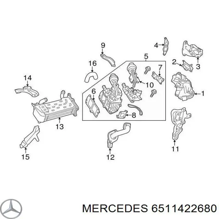 Uszczelka króćca EGR do głowicy cylindrów Mercedes 6511422680 cena, od 7,11 USD