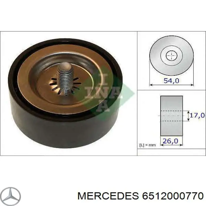 Do koszyka 6512000770 Mercedes Rolka prowadząca, kierunkowa paska napędowego
