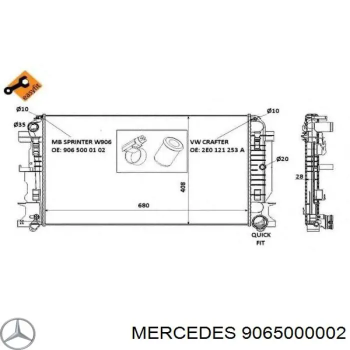 Do koszyka 9065000002 Mercedes Chłodnica silnika