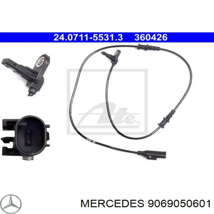 Czujnik ABS przedni Mercedes 9069050601 cena, od 22,13 USD