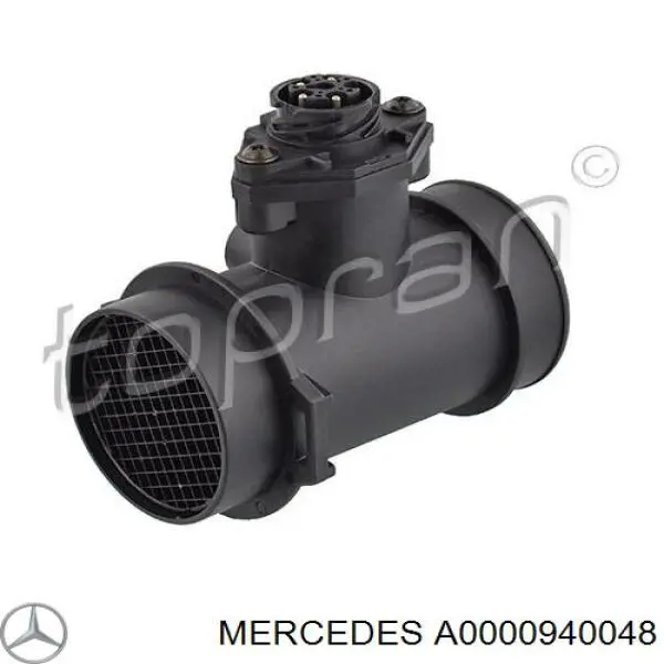 Do koszyka A0000940048 Mercedes Czujnik przepływu powietrza, przepływomierz powietrza M.A.F.