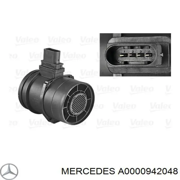 A0000942048 Mercedes Czujnik przepływu powietrza, przepływomierz powietrza M.A.F.