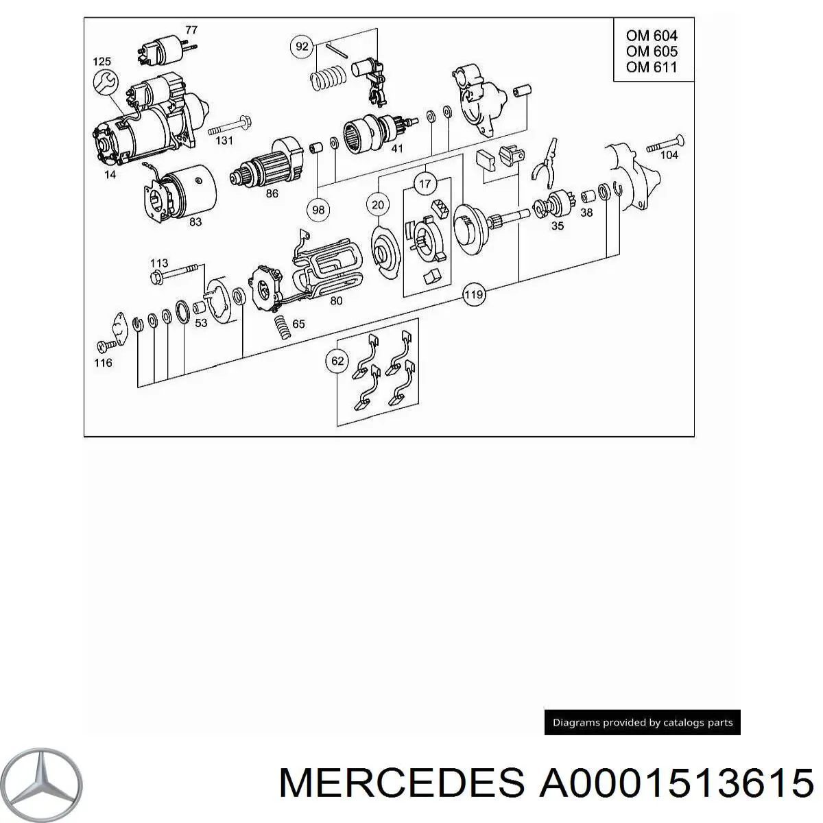 A0001513615 Mercedes zestaw naprawczy rozrusznika