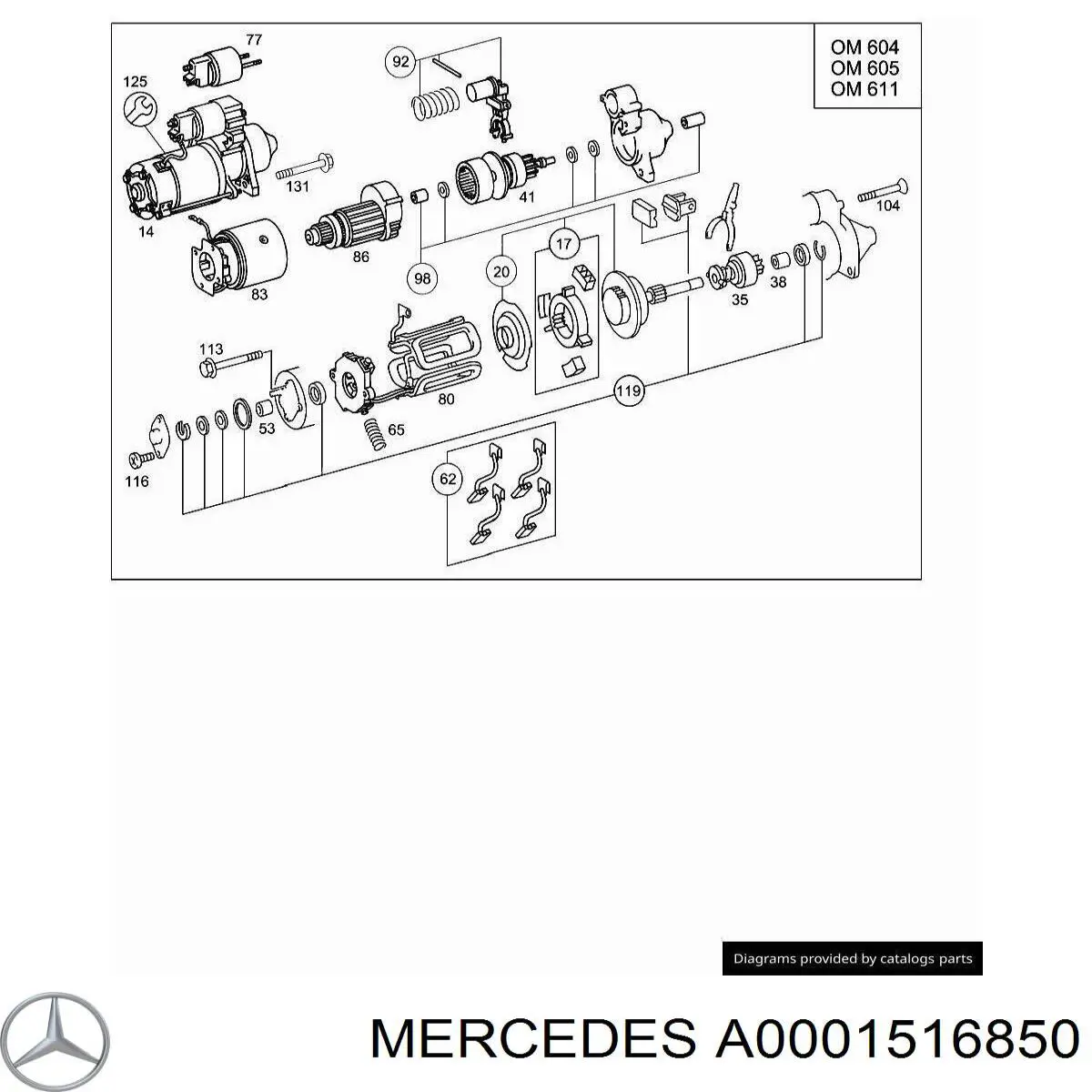 A0001516850 Mercedes tuleja rozrusznika