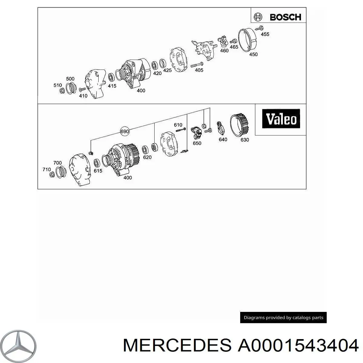 A0001543404 Mercedes pokrywa alternatora tylna