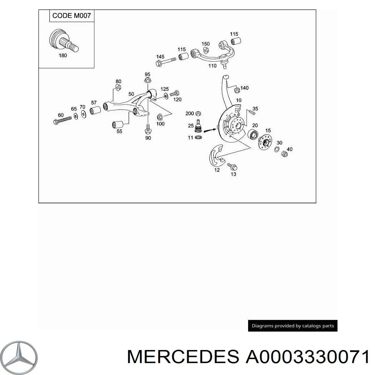 Śruba mocowania wahacza przedniego, dolnego Mercedes A0003330071 cena, od 23,01 USD