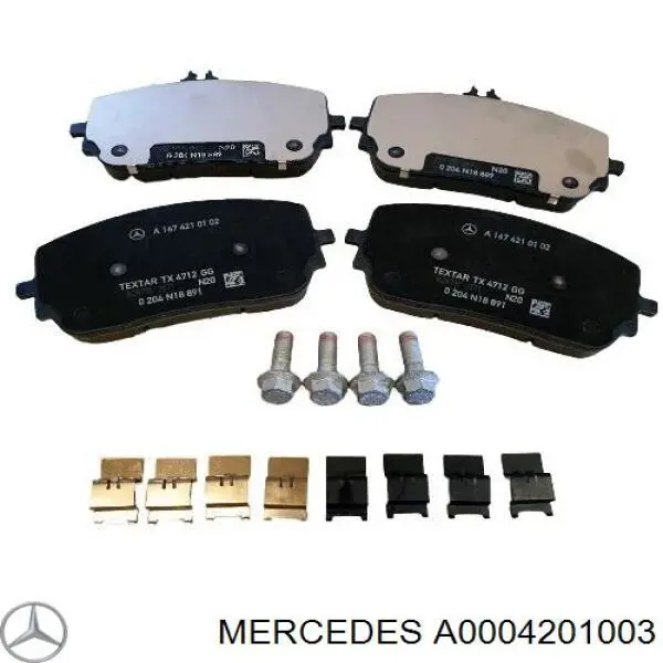 A0004201003 Mercedes klocki hamulcowe przednie tarczowe