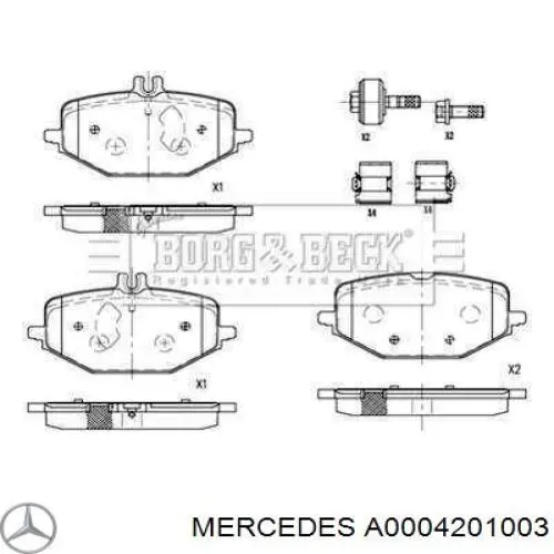 Klocki hamulcowe przednie tarczowe A0004201003 Mercedes