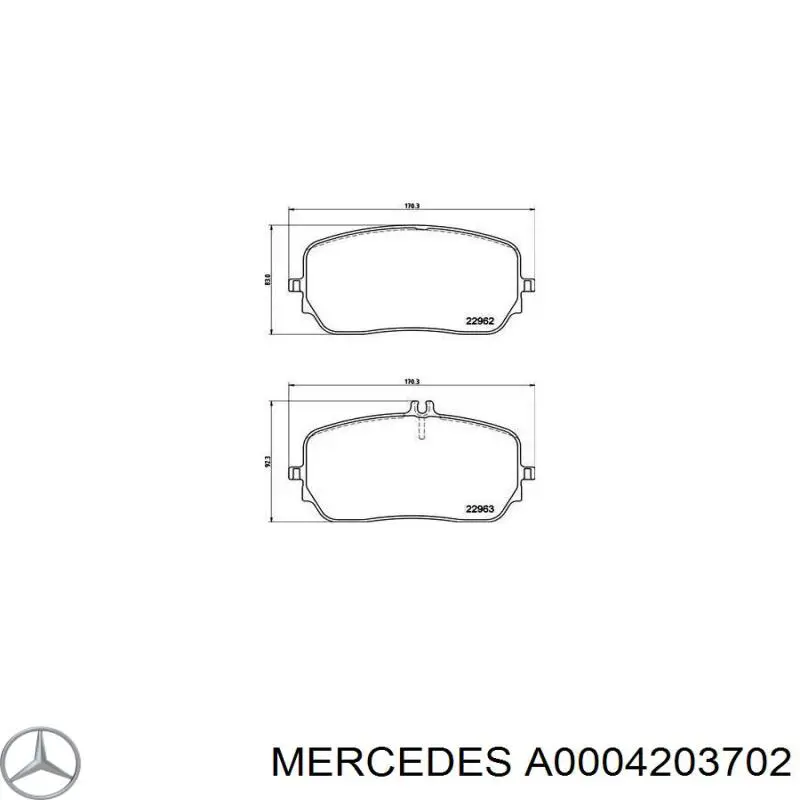 Klocki hamulcowe przednie tarczowe A0004203702 Mercedes