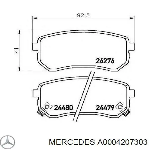 Okładziny (klocki) do hamulców tarczowych tylne A0004207303 Mercedes