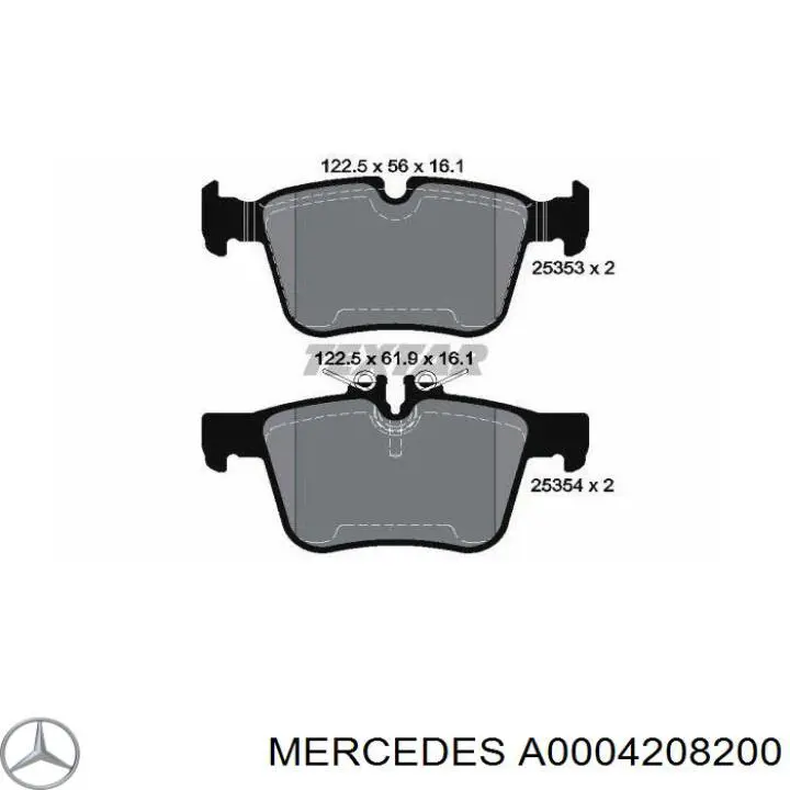 Okładziny (klocki) do hamulców tarczowych tylne Mercedes A0004208200 cena, od 26,80 USD