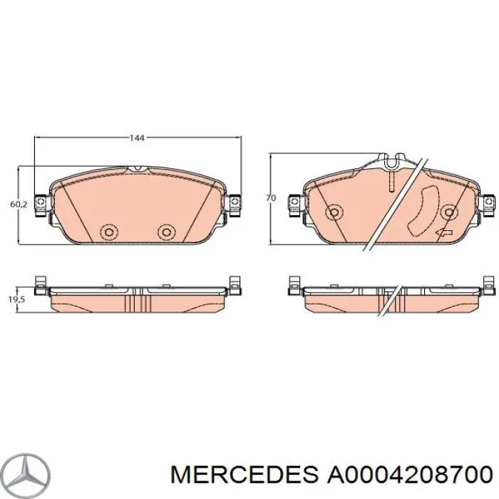 A0004208700 Mercedes klocki hamulcowe przednie tarczowe