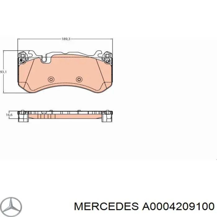 A0004209100 Mercedes Klocki hamulcowe przednie tarczowe