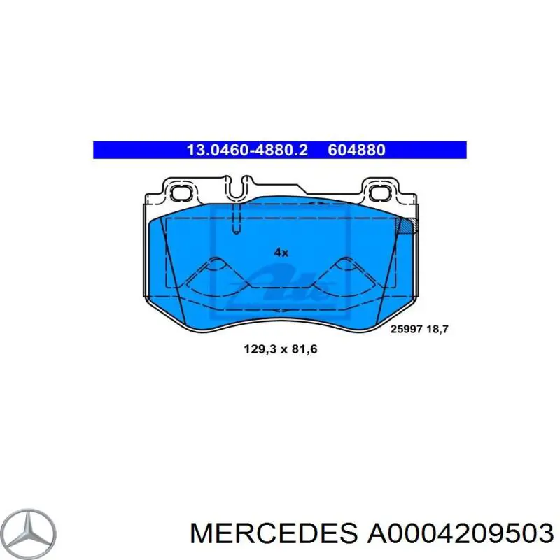 Klocki hamulcowe przednie tarczowe Mercedes A0004209503 cena, od 42,86 USD