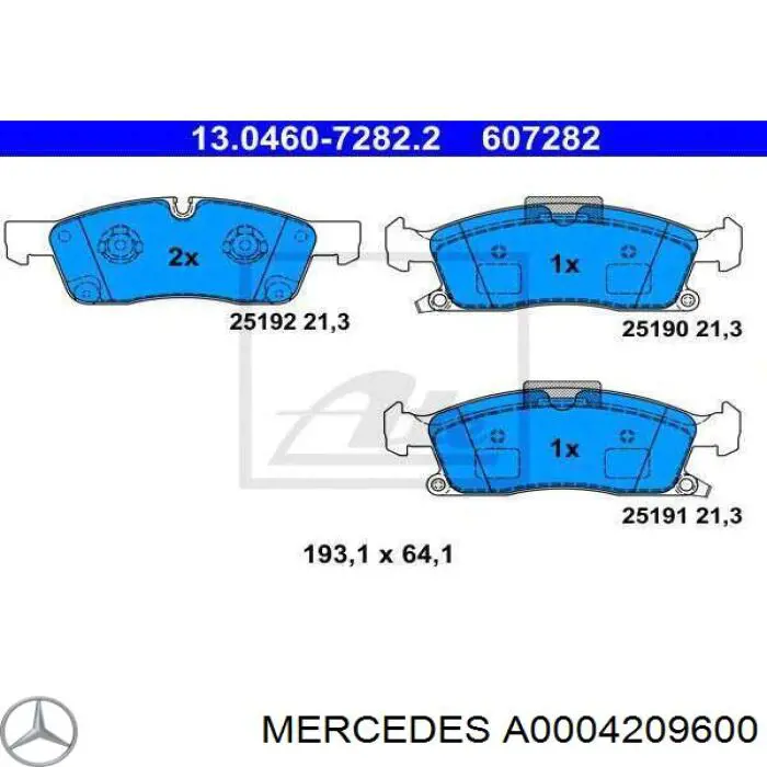 Do koszyka A0004209600 Mercedes Klocki hamulcowe przednie tarczowe