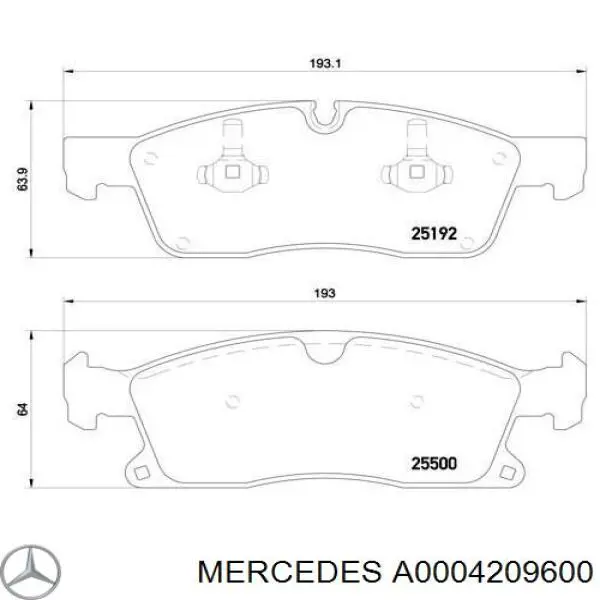 Klocki hamulcowe przednie tarczowe Mercedes A0004209600 cena, od 43,42 USD