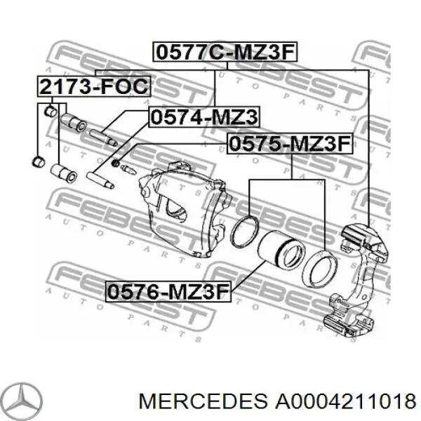 A0004211018 Mercedes Prowadnica zacisku tylnego