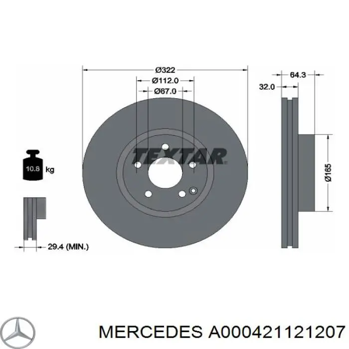 A000421121207 Mercedes Tarcza hamulcowa przednia