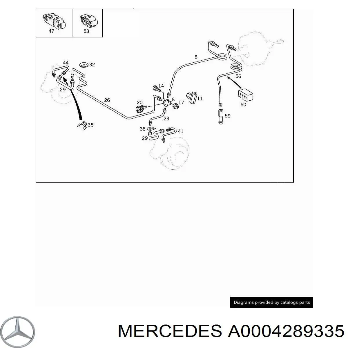 Przewód hamulcowy tylny Mercedes A0004289335 cena, od 7,46 USD