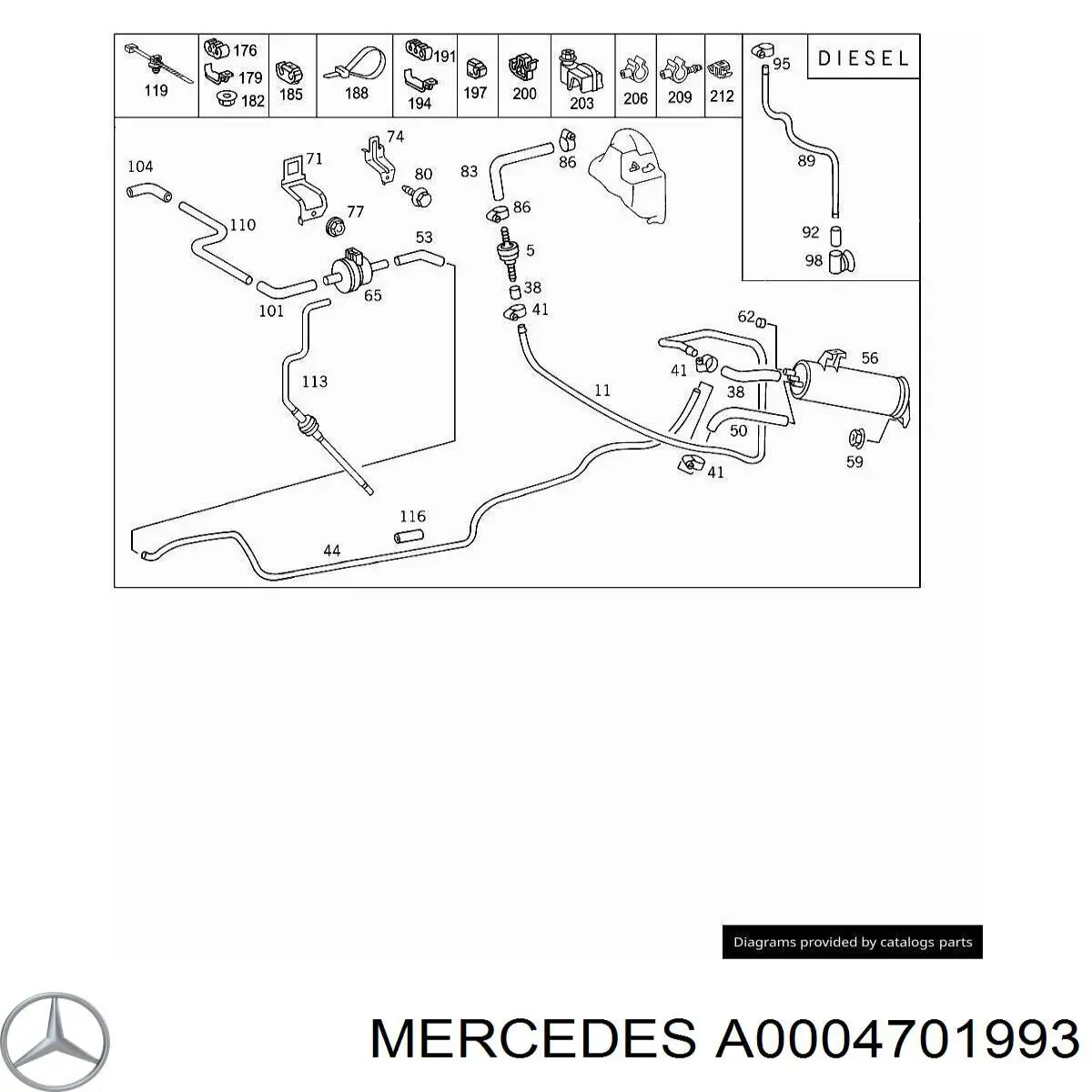 Zawór pochłaniacza oparów paliwa Mercedes A0004701993 cena, od 34,05 USD