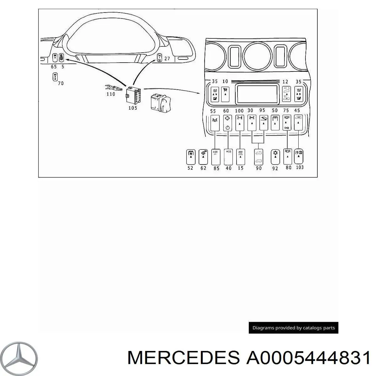 A0005444831 Mercedes przycisk korektora reflektorów