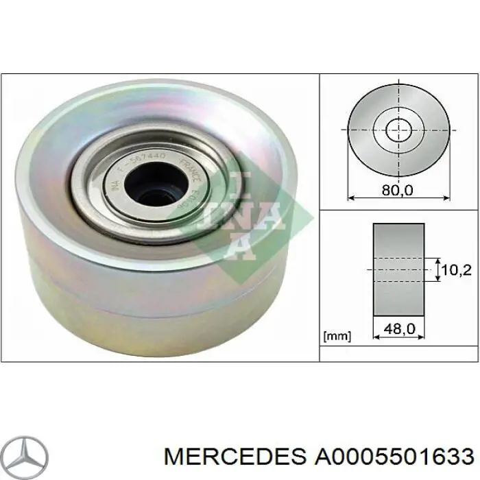 Do koszyka A0005501633 Mercedes Rolka prowadząca, kierunkowa paska napędowego