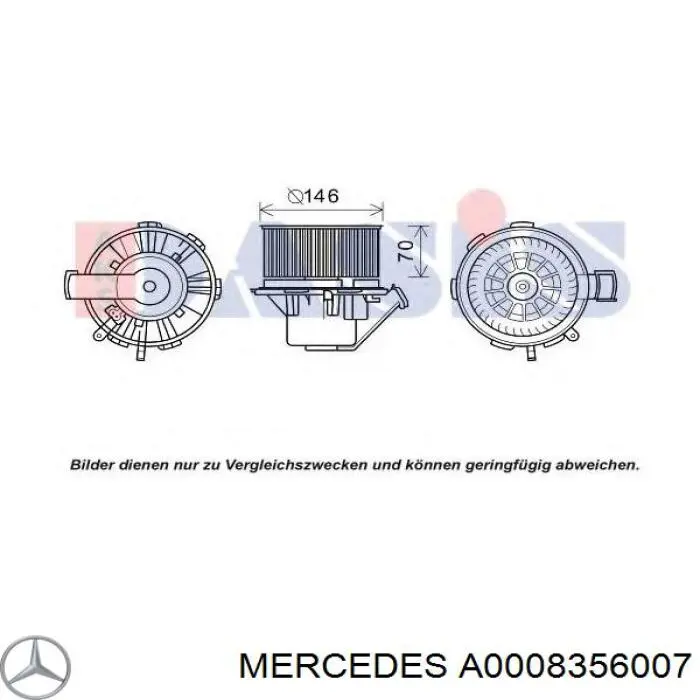 Do koszyka A0008356007 Mercedes Silniczek wentylatora nagrzewnicy (ogrzewacza wnętrza)
