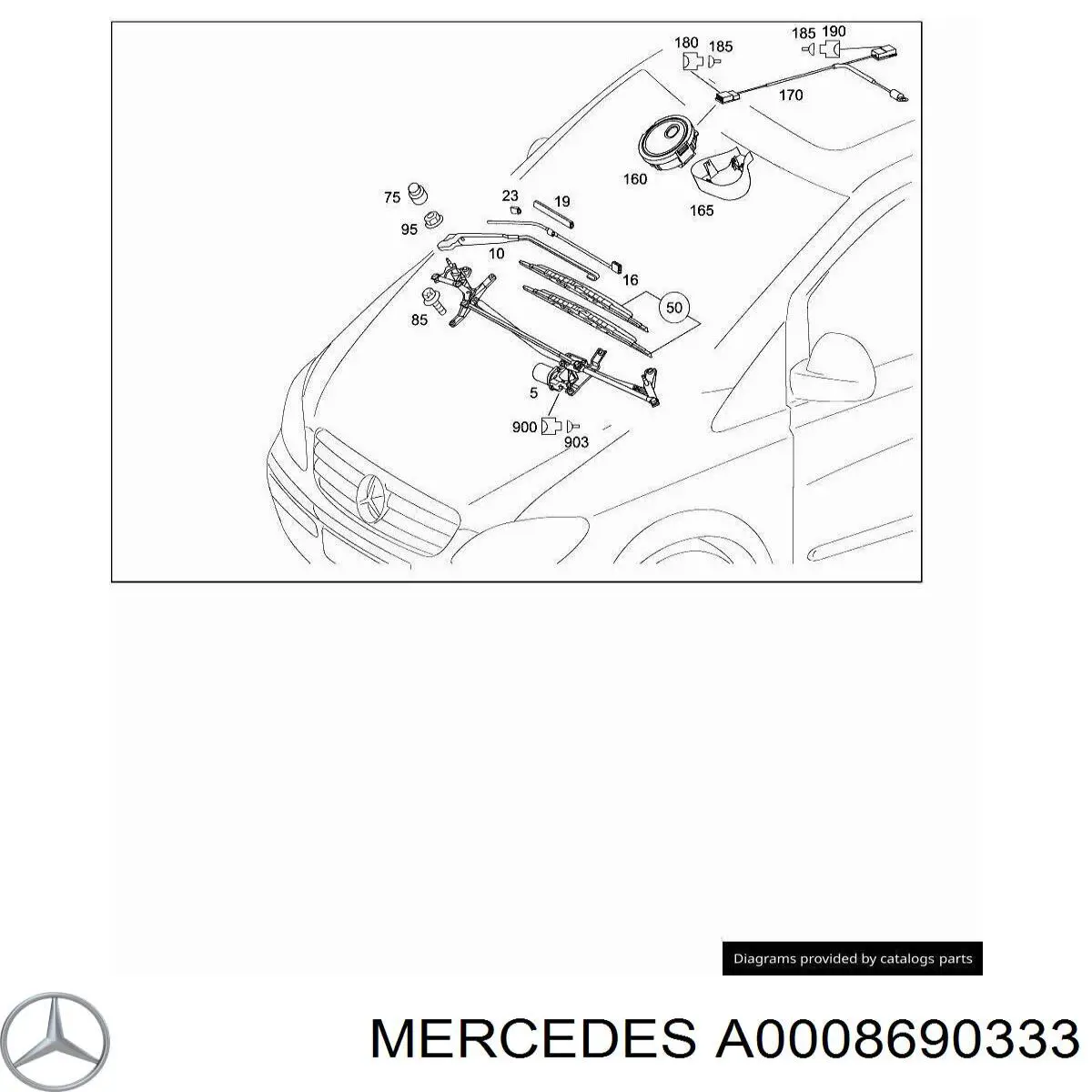 A0008690333 Mercedes Uchwyt wylotu spryskiwacza reflektora