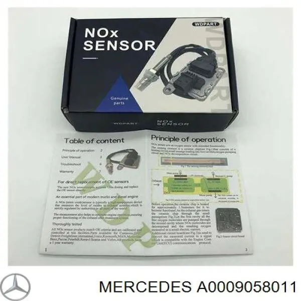 A0009058011 Mercedes Czujnik tlenków azotu NOX przedni