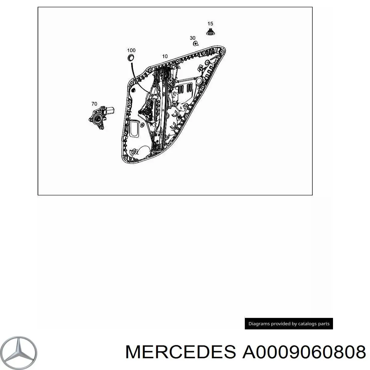 A0009060808 Mercedes Silniczek podnośnika szyby drzwi tylnych lewych