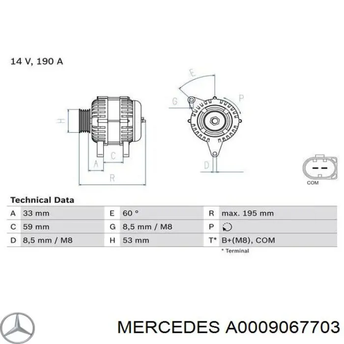 A0009067703 Mercedes Alternator