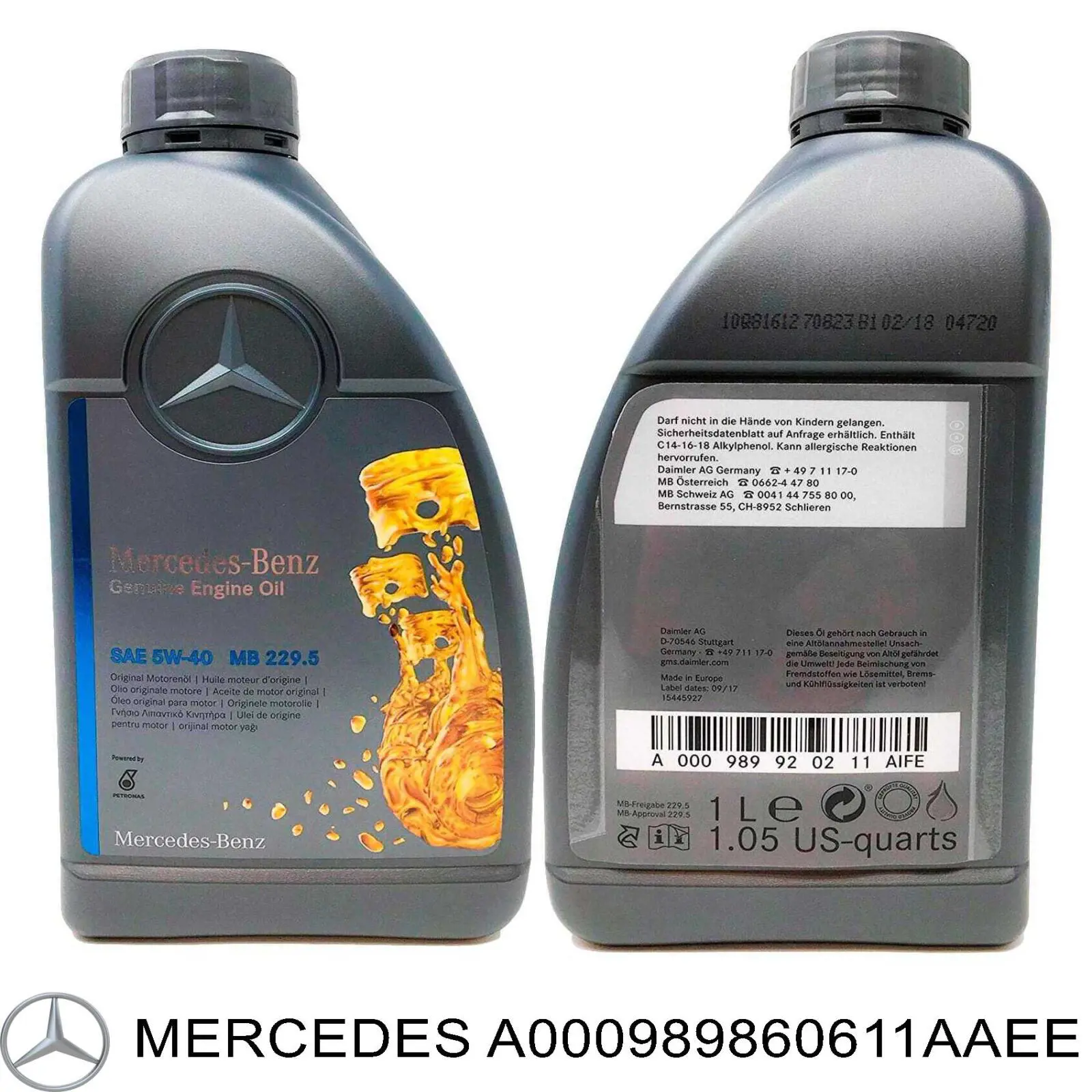 Olej do silnika Mercedes A000989860611AAEE cena, od 17,69 USD