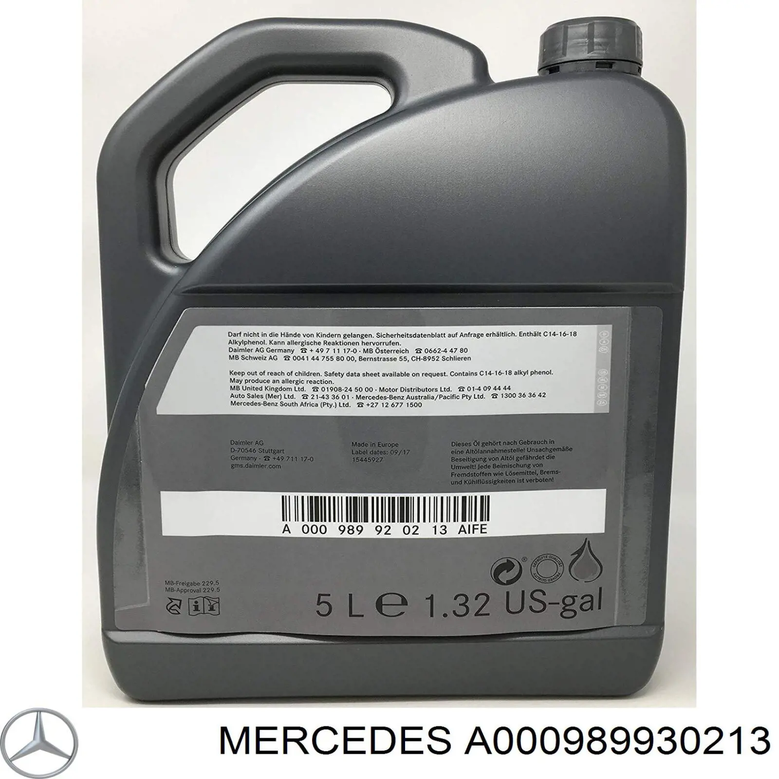 Olej do silnika A000989930213 Mercedes