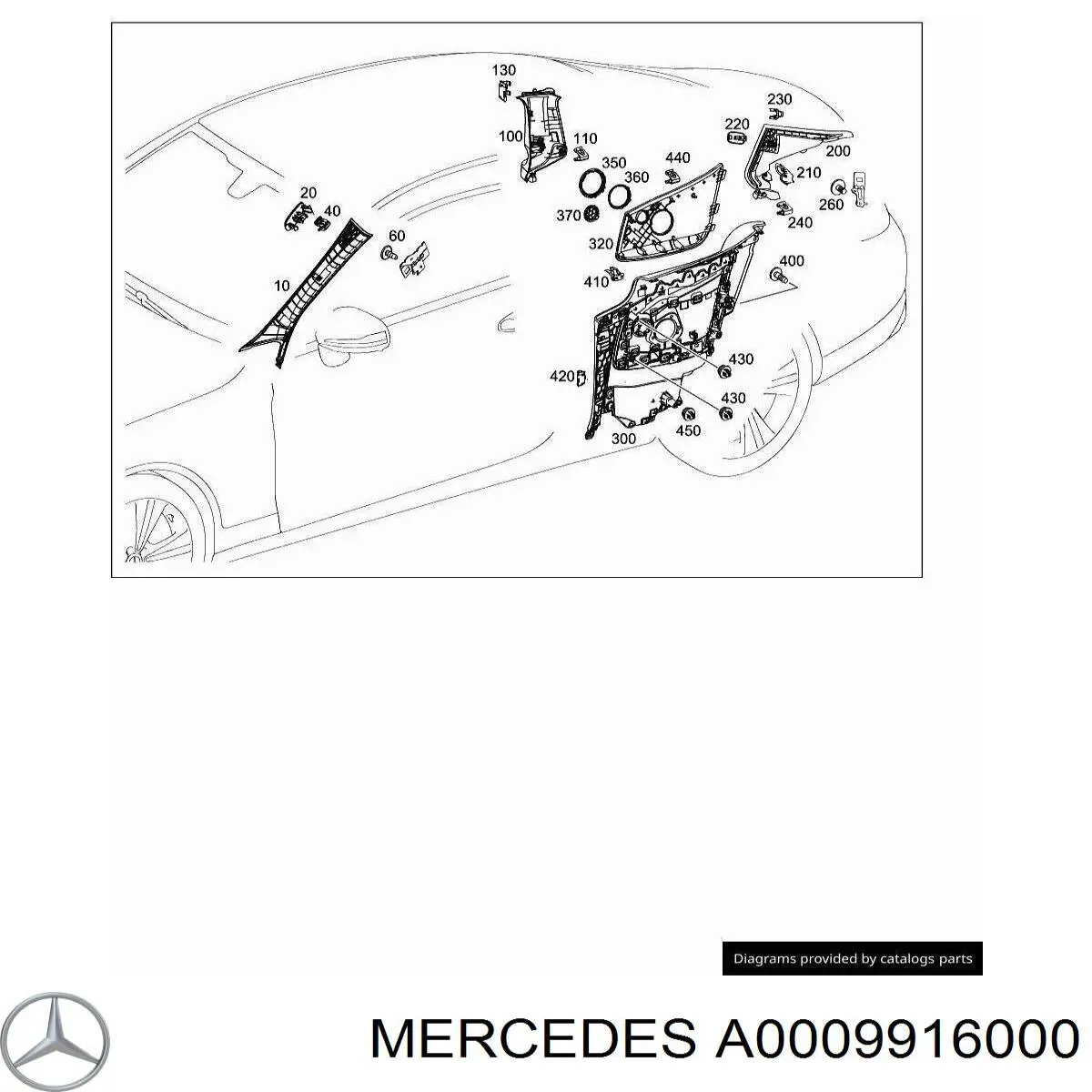 A0009916000 Mercedes tłok (klips podszybia słupka nadwozia)