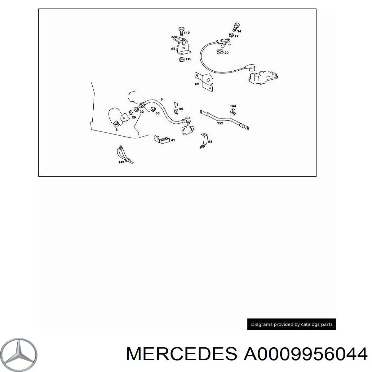 A0009956044 Mercedes zatrzask (zatrzask przewodu)