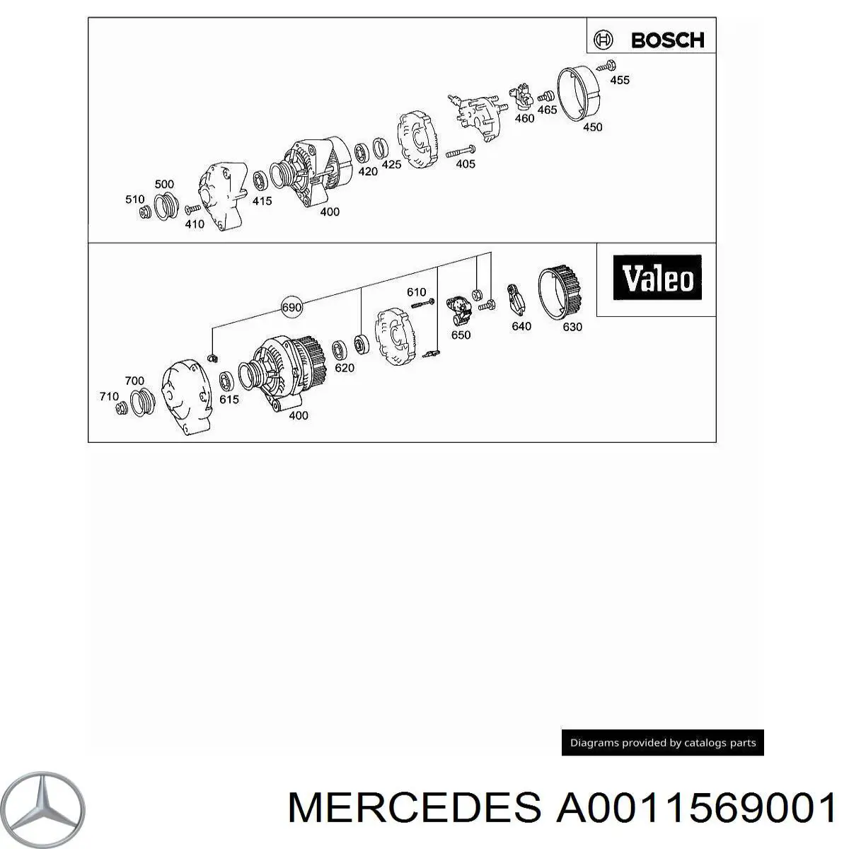 A0011569001 Mercedes zacisk alternatora