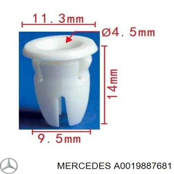 A0019887681 Mercedes spinka mocowania listwy ochronnej drzwi