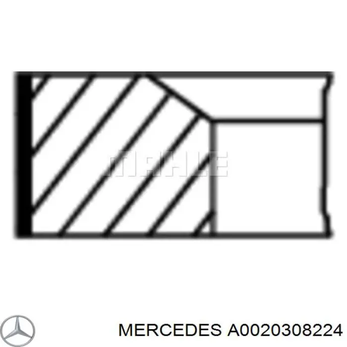 A0020308224 Mercedes pierścienie tłokowe na 1 cylinder, 2. naprawa (+0,50)