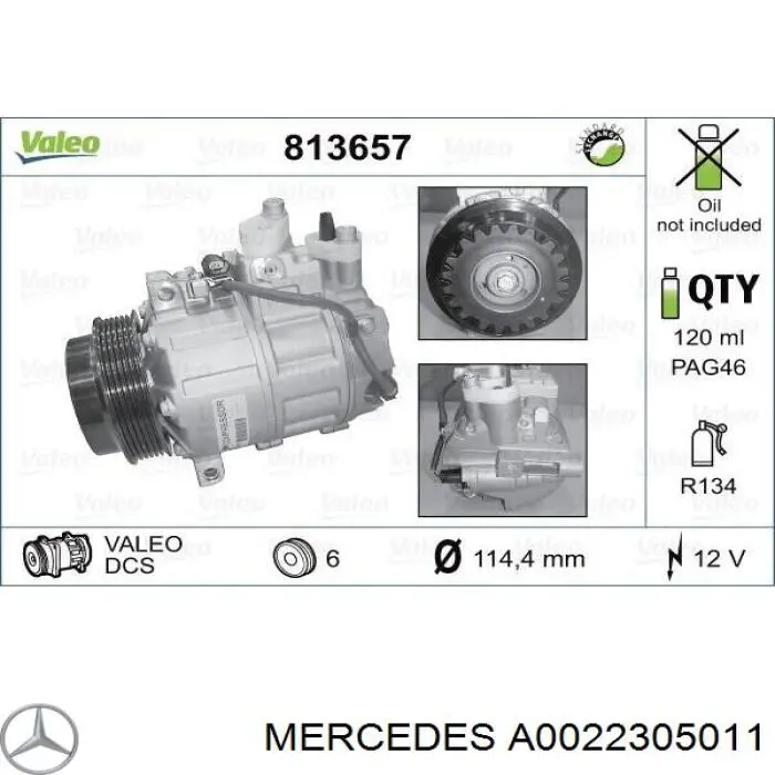 Sprężarka klimatyzacji Mercedes A0022305011 cena, od 153,95 USD