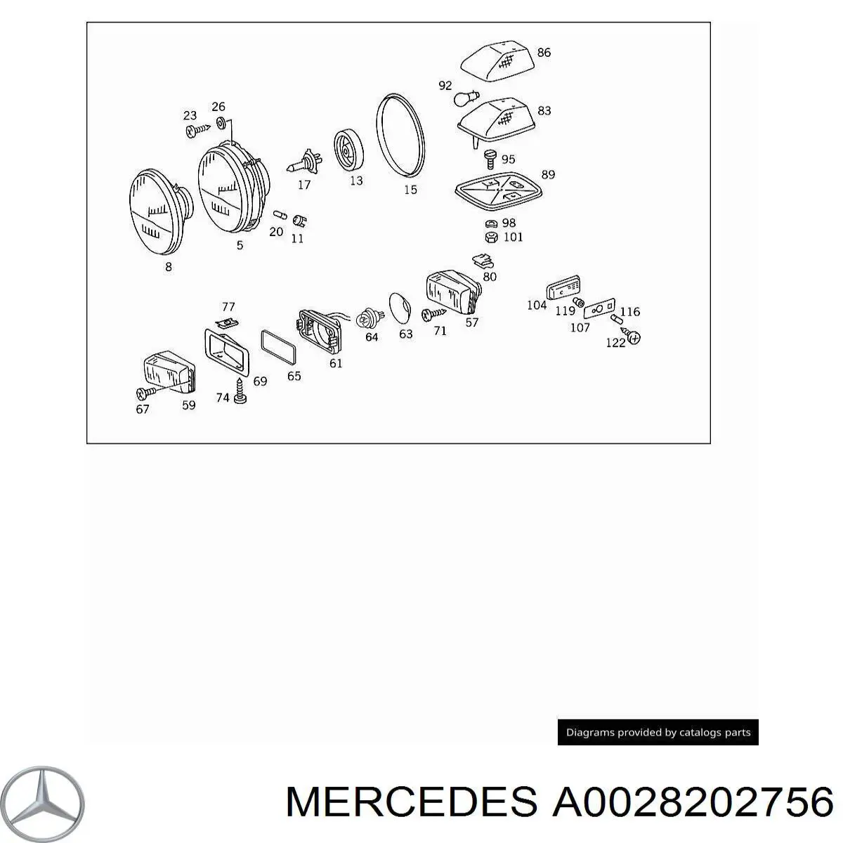 A0028202756 Mercedes Lampa przeciwmgielna lewa