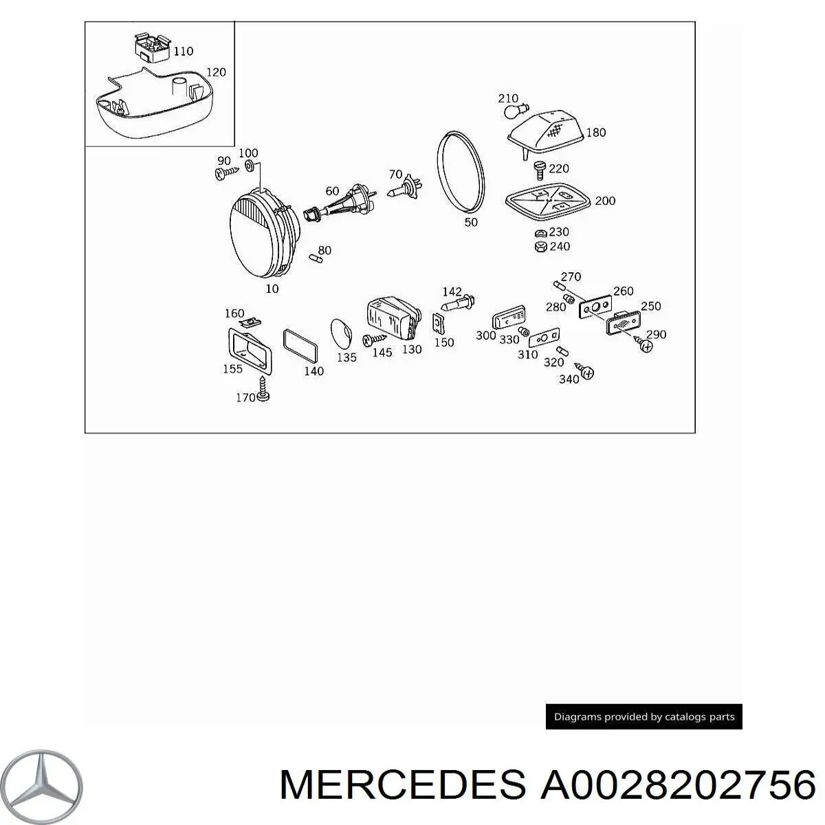 Lampa przeciwmgielna lewa Mercedes A0028202756 cena, od 280,05 USD