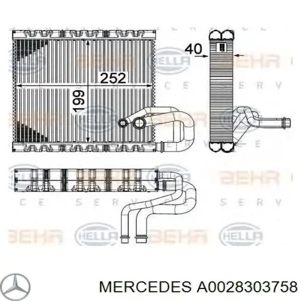 A0028303758 Mercedes Parownik klimatyzacji