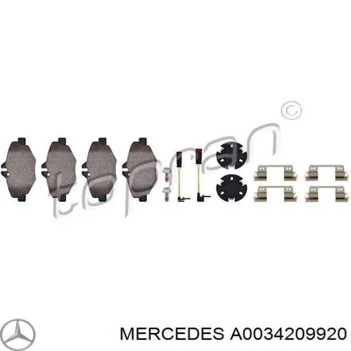 Klocki hamulcowe przednie tarczowe Mercedes A0034209920 cena, od 28,25 USD