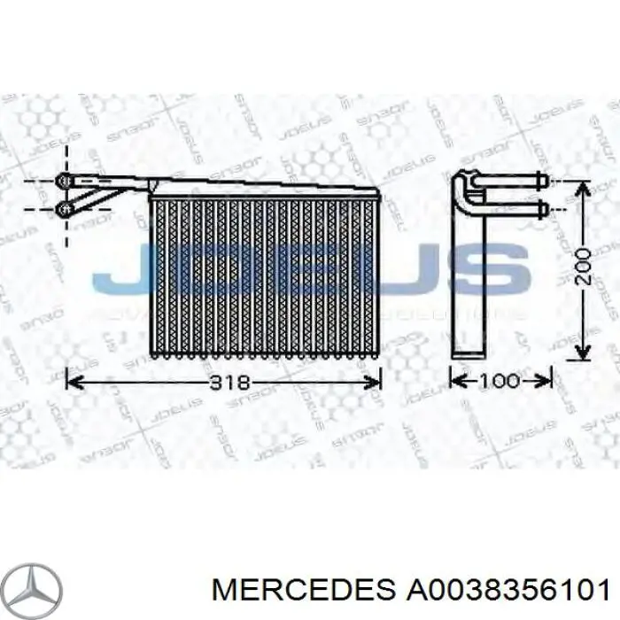 Do koszyka A0038356101 Mercedes Chłodnica nagrzewnicy (ogrzewacza)