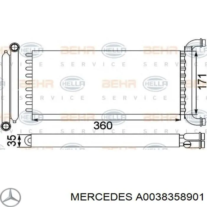 A0038358901 Mercedes Chłodnica nagrzewnicy (ogrzewacza)