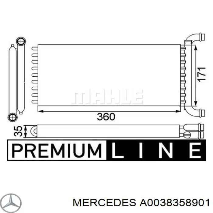 Chłodnica nagrzewnicy (ogrzewacza) Mercedes A0038358901 cena, od 65,60 USD